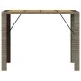 Mesa alta jardín superficie madera ratán PE gris 145x80x110 cm de vidaXL, Mesas de jardín - Ref: Foro24-368699, Precio: 250,9...