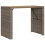 Mesa alta jardín superficie madera ratán PE gris 145x80x110 cm de vidaXL, Mesas de jardín - Ref: Foro24-368699, Precio: 250,9...