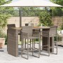Mesa alta jardín superficie madera ratán PE gris 185x80x110 cm de vidaXL, Mesas de jardín - Ref: Foro24-368701, Precio: 268,5...