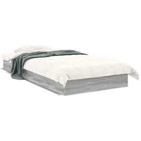 Sonoma gray engineered wood bed frame 75x190 cm by vidaXL, Beds and slatted bases - Ref: Foro24-842082, Price: 59,63 €, Disco...
