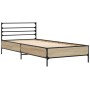 Estructura cama madera ingeniería metal roble Sonoma 100x200 cm de vidaXL, Camas y somieres - Ref: Foro24-845588, Precio: 77,...