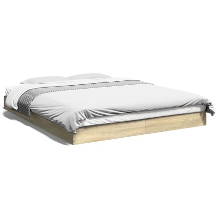 Estructura de cama madera de ingeniería roble Sonoma 160x200 cm de vidaXL, Camas y somieres - Ref: Foro24-842009, Precio: 129...