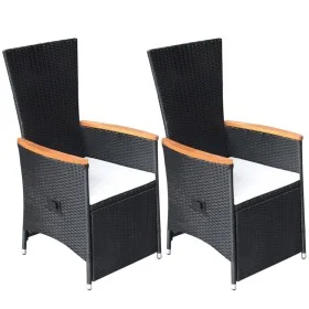 Sillas reclinables jardín y cojines 2 uds ratán sintético negro de vidaXL, Sillas de jardín - Ref: Foro24-47683, Precio: 241,...