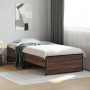 Estructura cama madera ingeniería metal roble marrón 90x200 cm de vidaXL, Camas y somieres - Ref: Foro24-845245, Precio: 93,7...