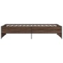 Estructura cama madera ingeniería metal roble marrón 90x200 cm de vidaXL, Camas y somieres - Ref: Foro24-845245, Precio: 93,7...
