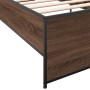 Estructura cama madera ingeniería metal roble marrón 90x200 cm de vidaXL, Camas y somieres - Ref: Foro24-845245, Precio: 93,7...