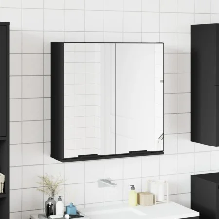 Armario de baño con espejo madera ingeniería negro 64x20x67 cm de vidaXL, Tocadores de baño - Ref: Foro24-833560, Precio: 78,...