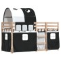 Litera con cortinas madera maciza pino blanco y negro 90x190 cm de vidaXL, Camas y somieres - Ref: Foro24-3284027, Precio: 18...