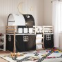 Litera con cortinas madera maciza pino blanco y negro 90x190 cm de vidaXL, Camas y somieres - Ref: Foro24-3284027, Precio: 18...