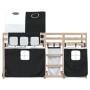 Litera con cortinas madera maciza pino blanco y negro 90x190 cm de vidaXL, Camas y somieres - Ref: Foro24-3284027, Precio: 18...