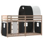 Litera con cortinas madera maciza pino blanco y negro 90x190 cm de vidaXL, Camas y somieres - Ref: Foro24-3284027, Precio: 18...