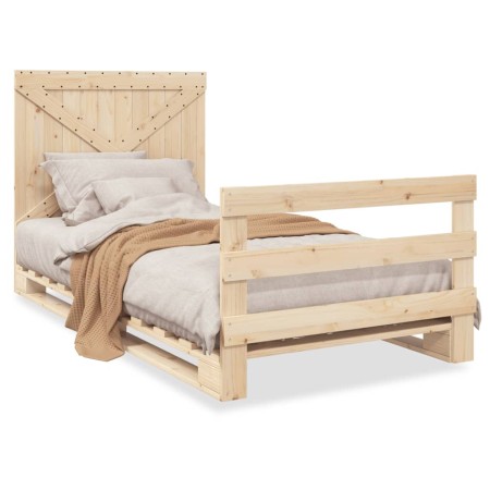 Estructura de cama con cabecero madera maciza pino 100x200 cm de vidaXL, Camas y somieres - Ref: Foro24-3281575, Precio: 146,...