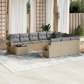 Set de sofás de jardín 11pzas con cojines ratán sintético beige en Conjuntos de jardín | Comprar online en Foru.es