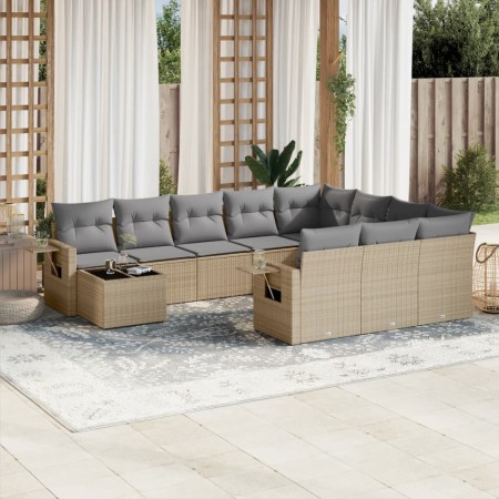 Set de sofás de jardín 11pzas con cojines ratán sintético beige en Conjuntos de jardín | Comprar online en Foru.es