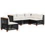 Set de muebles de jardín 5 pzas y cojines ratán sintético negro de vidaXL, Conjuntos de jardín - Ref: Foro24-3261836, Precio:...