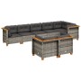 Set de sofás de jardín 8 pzas y cojines ratán sintético gris de vidaXL, Conjuntos de jardín - Ref: Foro24-3261888, Precio: 56...