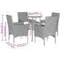 Set comedor jardín 5 pzas y cojines ratán sintético vidrio gris de vidaXL, Conjuntos de jardín - Ref: Foro24-3278622, Precio:...