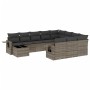 Set de sofás de jardín 11 pzas y cojines ratán sintético gris en Conjuntos de jardín | Comprar online en Foru.es