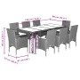 Set de comedor jardín 9 pzas con cojines ratán PE acacia negro de vidaXL, Conjuntos de jardín - Ref: Foro24-3278674, Precio: ...