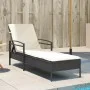 Tumbona con cojín ratán sintético negro 63x200x81 cm by vidaXL, Loungers - Ref: Foro24-368299, Price: 160,53 €, Discount: %