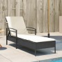 Tumbona con cojín ratán sintético negro 63x200x81 cm de vidaXL, Tumbonas - Ref: Foro24-368299, Precio: 142,86 €, Descuento: %