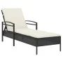 Tumbona con cojín ratán sintético negro 63x200x81 cm by vidaXL, Loungers - Ref: Foro24-368299, Price: 160,53 €, Discount: %
