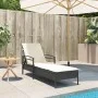Tumbona con cojín ratán sintético negro 63x200x81 cm by vidaXL, Loungers - Ref: Foro24-368299, Price: 160,53 €, Discount: %