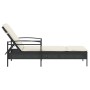 Tumbona con cojín ratán sintético negro 63x200x81 cm de vidaXL, Tumbonas - Ref: Foro24-368299, Precio: 142,86 €, Descuento: %