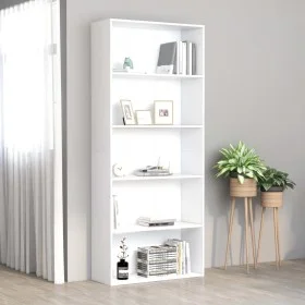 5-level white plywood bookshelf 80x30x189cm by vidaXL, Bookcases and shelves - Ref: Foro24-801026, Price: 96,82 €, Discount: %