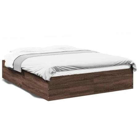 Estructura de cama madera de ingeniería marrón roble 150x200 cm de vidaXL, Camas y somieres - Ref: Foro24-3281013, Precio: 13...