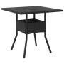 Set comedor jardín 3 pzas cojines ratán sintético vidrio negro de vidaXL, Conjuntos de jardín - Ref: Foro24-3278601, Precio: ...