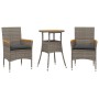 Set de comedor jardín 3 pzas con cojines ratán PE acacia gris de vidaXL, Conjuntos de jardín - Ref: Foro24-3278719, Precio: 1...