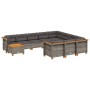 Set de sofás de jardín 11 pzas y cojines ratán sintético gris de vidaXL, Conjuntos de jardín - Ref: Foro24-3262056, Precio: 7...