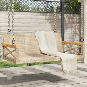 Banco columpio de ratán sintético beige 109x62x40 cm de vidaXL, Bancos de jardín - Ref: Foro24-368154, Precio: 86,85 €, Descu...