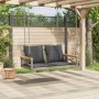 Banco columpio con cojines ratán sintético gris 109x62x40 cm de vidaXL, Bancos de jardín - Ref: Foro24-368156, Precio: 117,77...