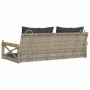 Banco columpio con cojines ratán sintético gris 109x62x40 cm de vidaXL, Bancos de jardín - Ref: Foro24-368156, Precio: 125,45...