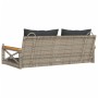 Banco columpio con cojines ratán sintético gris 109x62x40 cm de vidaXL, Bancos de jardín - Ref: Foro24-368156, Precio: 117,77...