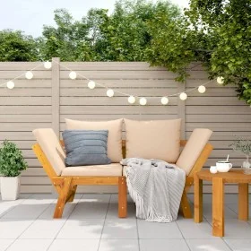 Banco de jardín con cojines 2 en 1 madera maciza de acacia de vidaXL, Bancos de jardín - Ref: Foro24-367581, Precio: 247,26 €...