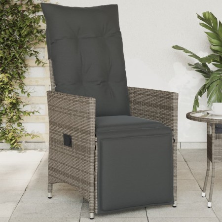 Sillón reclinable de jardín con cojines ratán sintético gris de vidaXL, Sillas de jardín - Ref: Foro24-365661, Precio: 129,57...