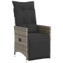 Sillón reclinable de jardín con cojines ratán sintético gris de vidaXL, Sillas de jardín - Ref: Foro24-365661, Precio: 129,57...