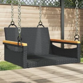 Banco columpio de ratán sintético negro 63x62x40 cm de vidaXL, Bancos de jardín - Ref: Foro24-368161, Precio: 70,62 €, Descue...