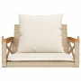 Banco columpio con cojines ratán sintético beige 63x62x40 cm de vidaXL, Bancos de jardín - Ref: Foro24-368175, Precio: 88,67 ...
