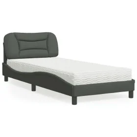 Bed with dark gray fabric mattress 90x200 cm by vidaXL, Beds and slatted bases - Ref: Foro24-3208507, Price: 282,54 €, Discou...