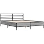 Estructura cama madera ingeniería metal gris Sonoma 160x200 cm de vidaXL, Camas y somieres - Ref: Foro24-3280055, Precio: 151...