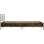Estructura cama madera ingeniería metal marrón roble 135x190 cm de vidaXL, Camas y somieres - Ref: Foro24-3280076, Precio: 13...
