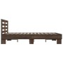 Estructura cama madera ingeniería metal marrón roble 140x200 cm de vidaXL, Camas y somieres - Ref: Foro24-3280106, Precio: 14...