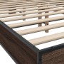 Estructura cama madera ingeniería metal marrón roble 140x200 cm de vidaXL, Camas y somieres - Ref: Foro24-3280106, Precio: 14...
