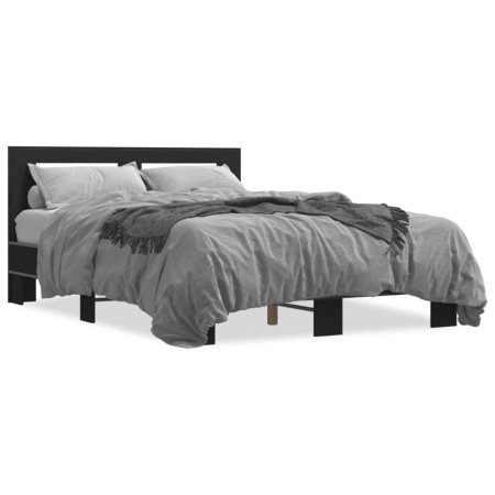 Estructura de cama madera de ingeniería y metal negro 140x190cm de vidaXL, Camas y somieres - Ref: Foro24-3280112, Precio: 14...