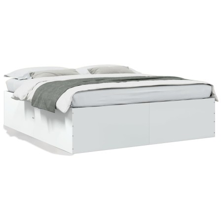 Estructura de cama madera de ingeniería blanca 200x200 cm de vidaXL, Camas y somieres - Ref: Foro24-3280895, Precio: 165,17 €...