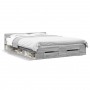 Cama con cajones madera ingeniería gris Sonoma 140x200 cm de vidaXL, Camas y somieres - Ref: Foro24-3280753, Precio: 183,11 €...